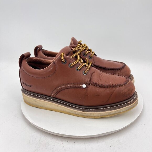 Handpoint Suretrack 4" Men Size 9EE 82994 Brown Tan Leather Oxford Work Shoes - Picture 4 of 14